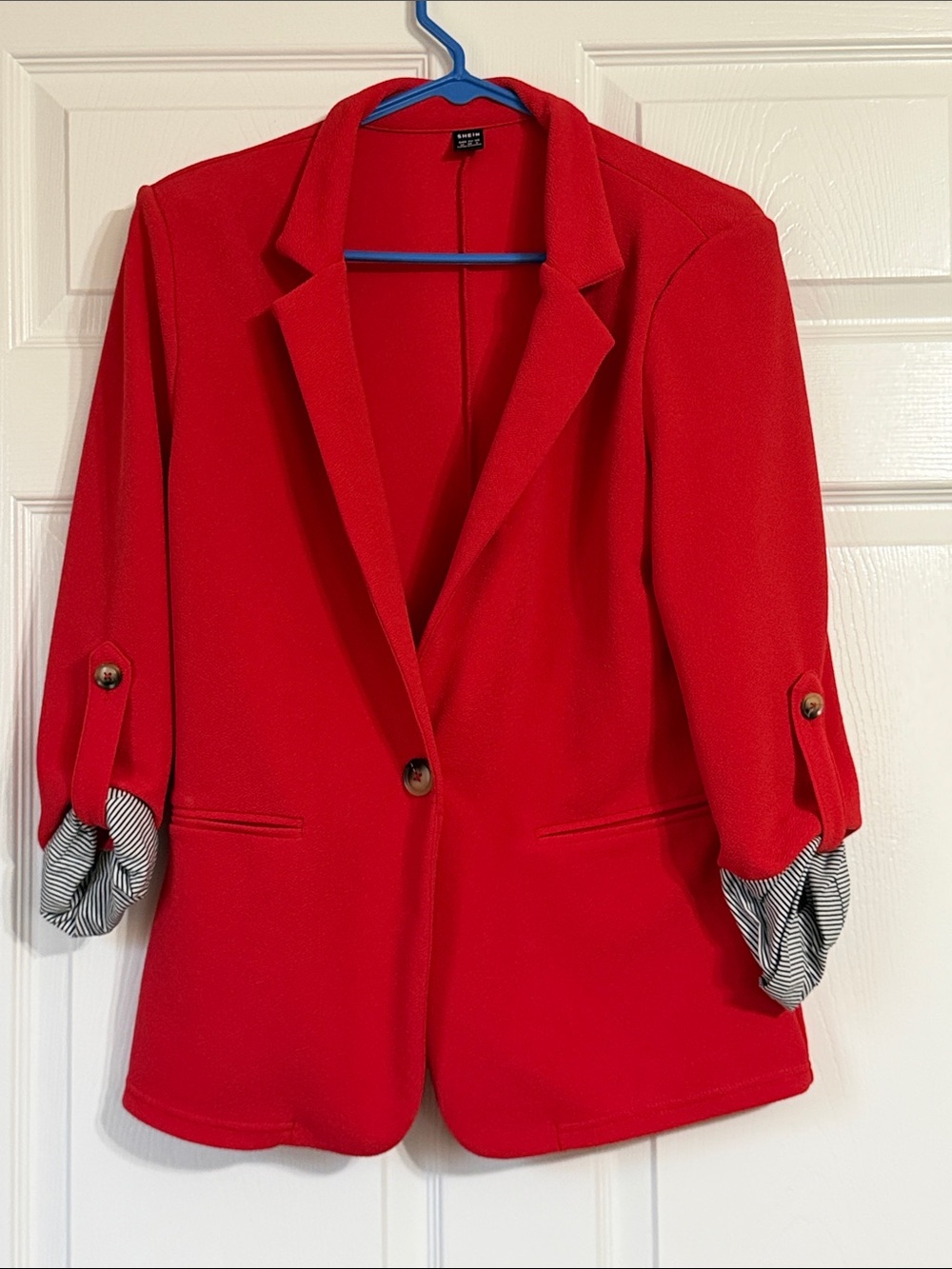 SHEIN Red Single-Button Women's Blazer